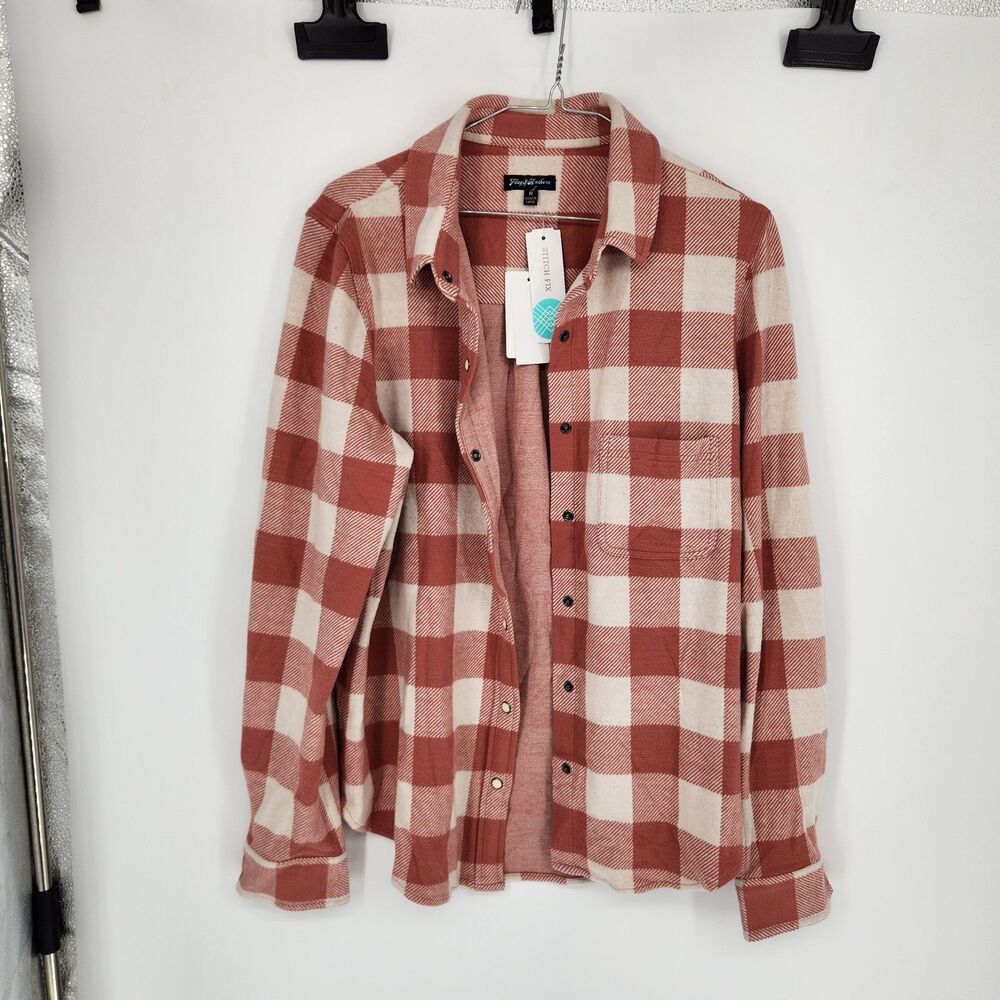 Flag & Anthem Women's Medium Red Plaid Lulu Button Up‎ Top NWT